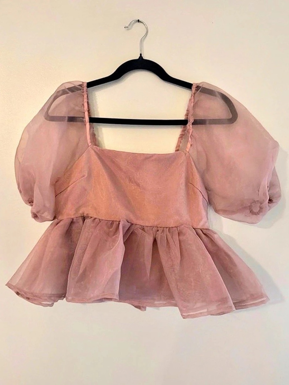 Altar’d State Puff Sleeve Blouse in Pink Size Small
